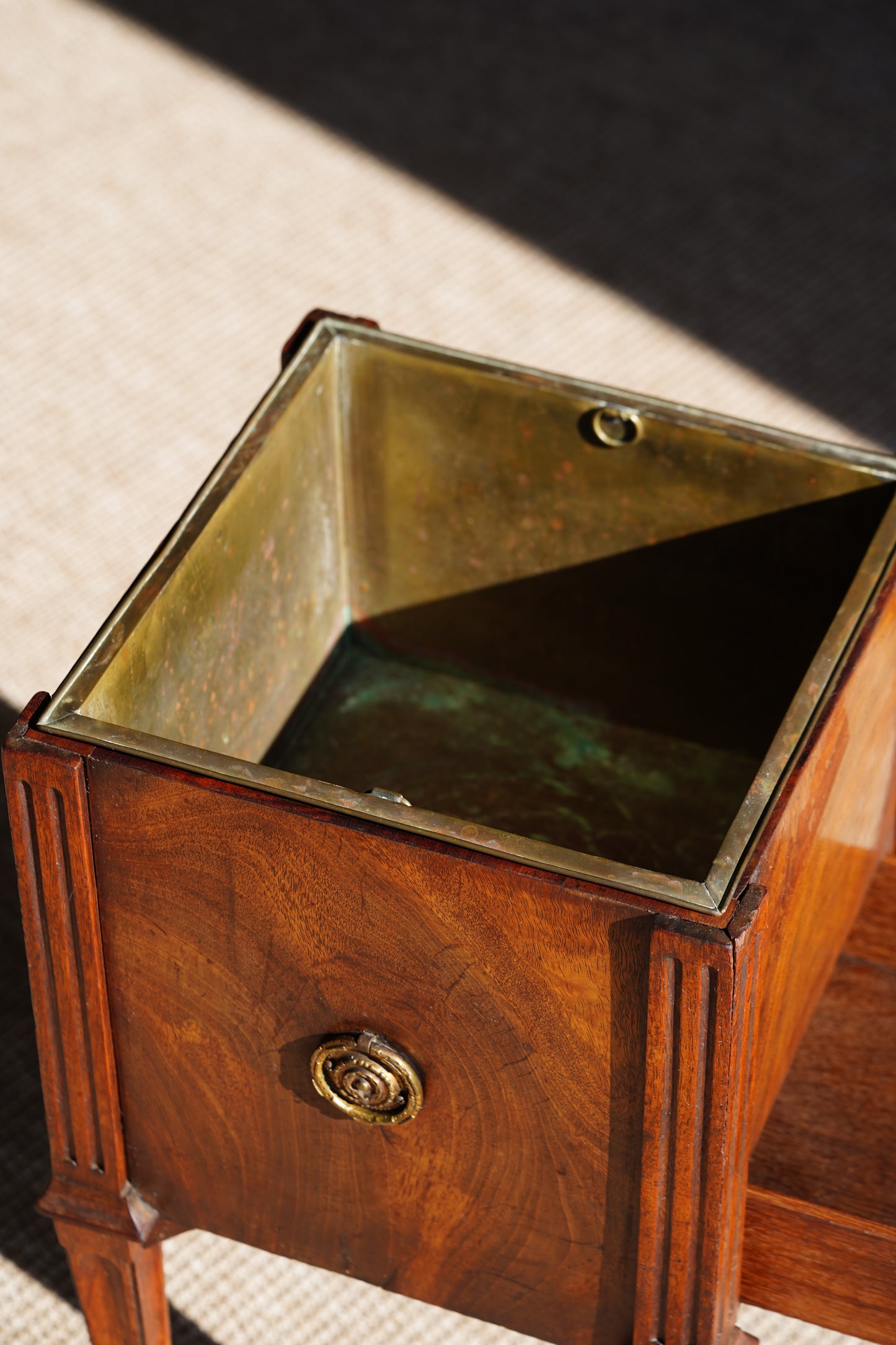 Antique Dutch Mahogany Plant Stand with Brass Liner