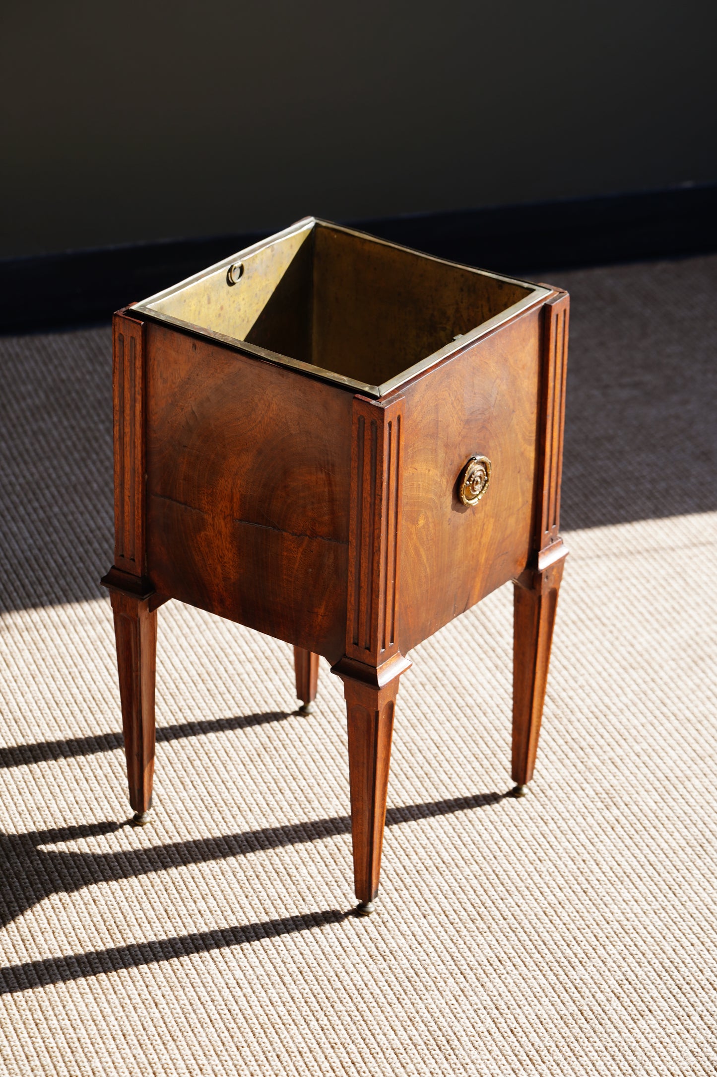 Antique Dutch Mahogany Plant Stand with Brass Liner