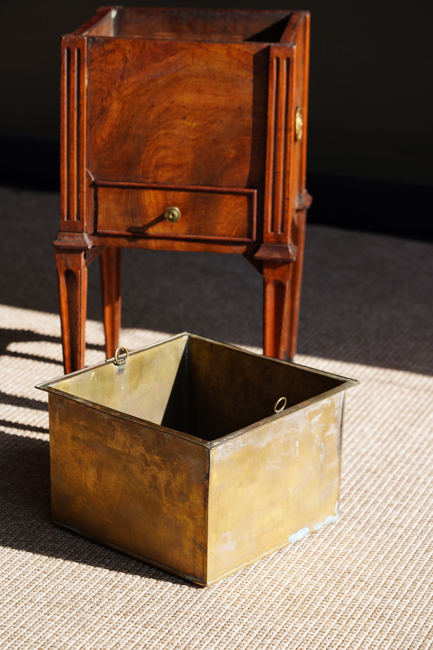 Antique Dutch Mahogany Plant Stand with Brass Liner