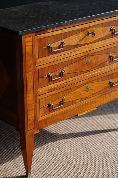 Antique Louis XVI Style Cherry Commode with Marble Top