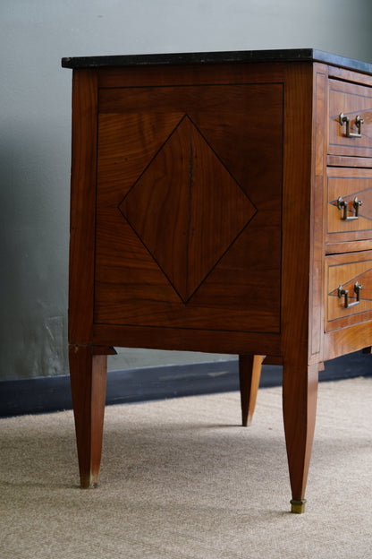 Antique Louis XVI Style Cherry Commode with Marble Top