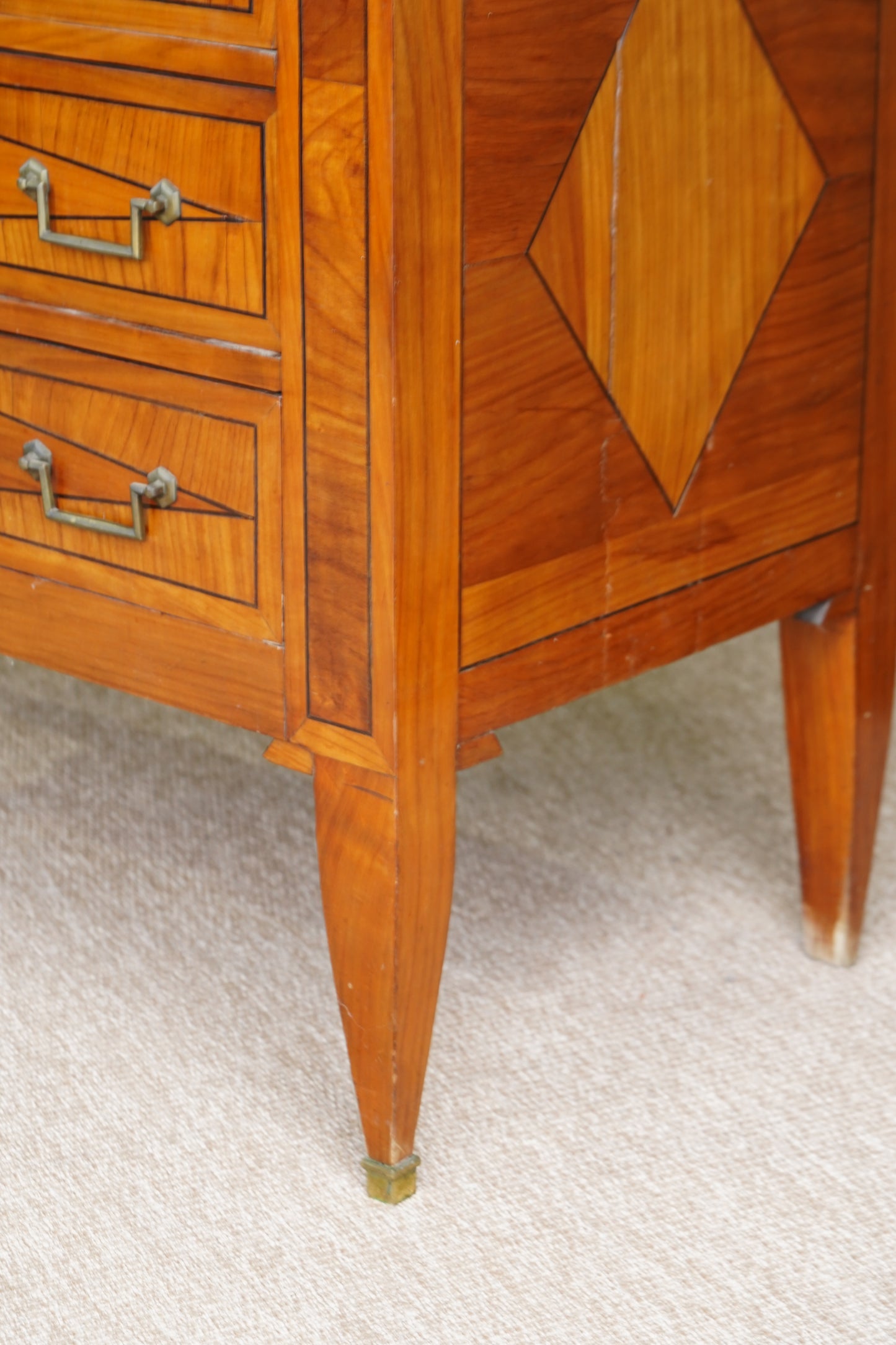Antique Louis XVI Style Cherry Commode with Marble Top