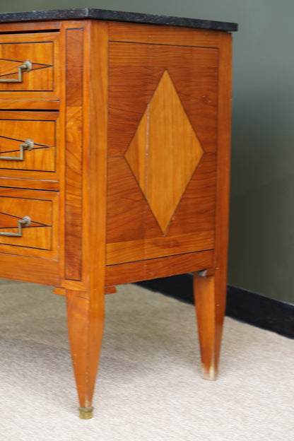 Antique Louis XVI Style Cherry Commode with Marble Top