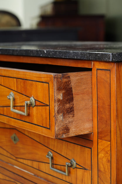 Antique Louis XVI Style Cherry Commode with Marble Top