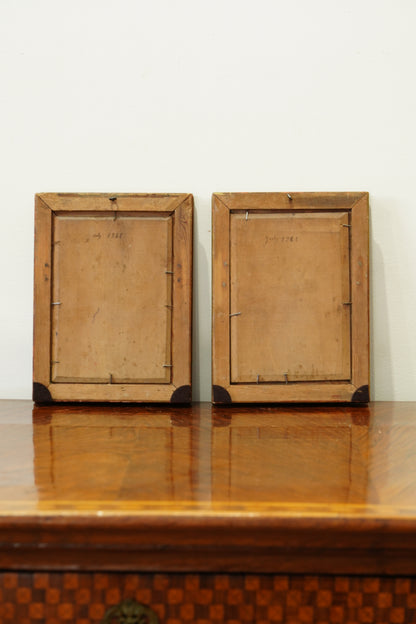 Pair of Signed Antique Rose Oil Paintings, Signed A.G.