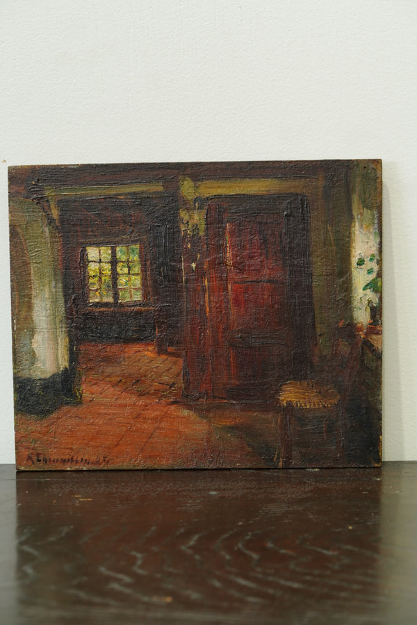 Antique Belgian Interior Oil Painting, K. Theunissen secondary view