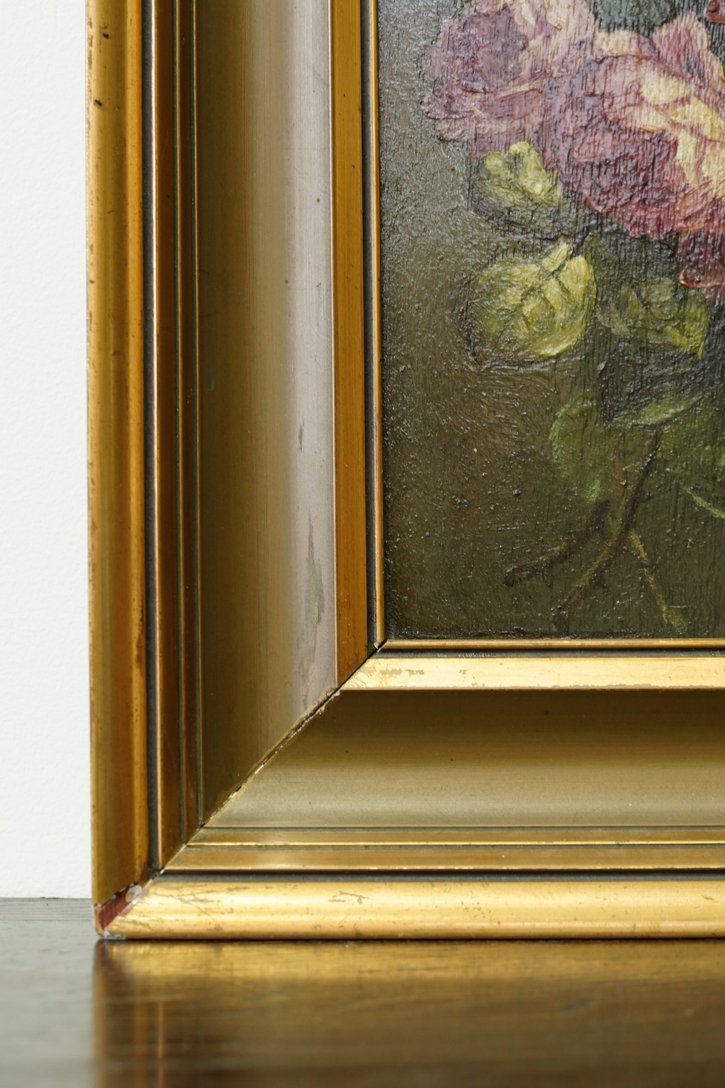 Antique Rose Flower Oil Painting, Circa 1890