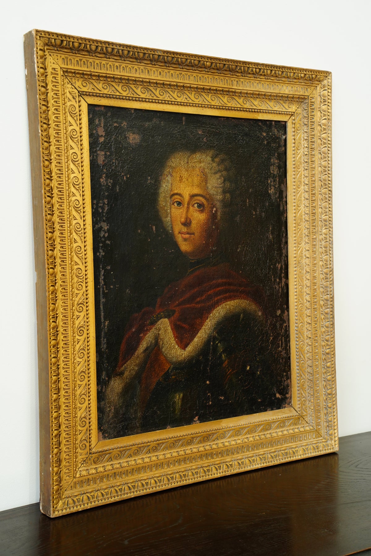 Antique Frederick the Great Portrait Oil Painting After Pesne, 18th-19th C.