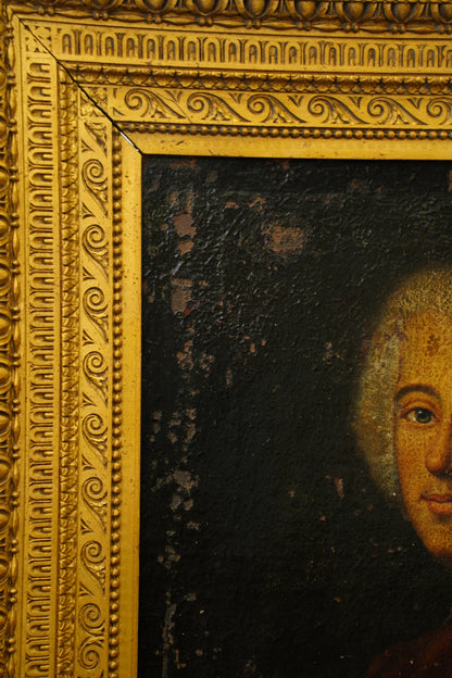Antique Frederick the Great Portrait Oil Painting After Pesne, 18th-19th C.
