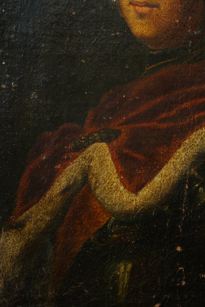 Antique Frederick the Great Portrait Oil Painting After Pesne, 18th-19th C.