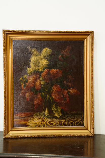 Antique Signed European Still Life of Hydrangeas Oil Painting