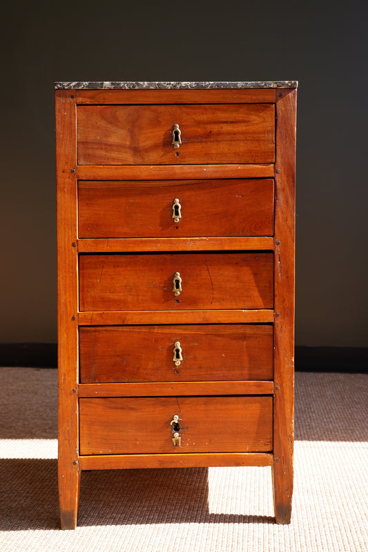 Antique French Directoire Cherry Chiffonnière, Petite Chest of Drawers