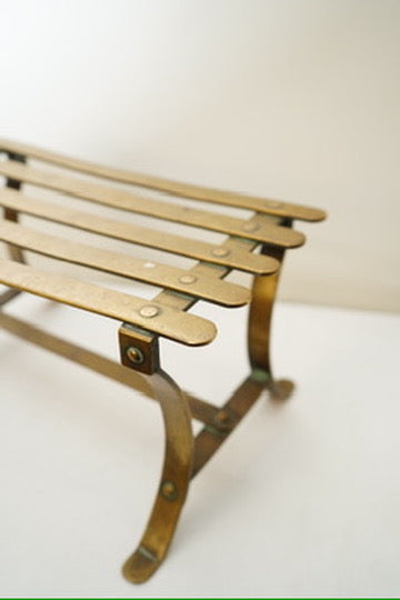 Antique French Brass Trivet or Iron Rest Stand, Riveted Slat Top, c. 1890–1930