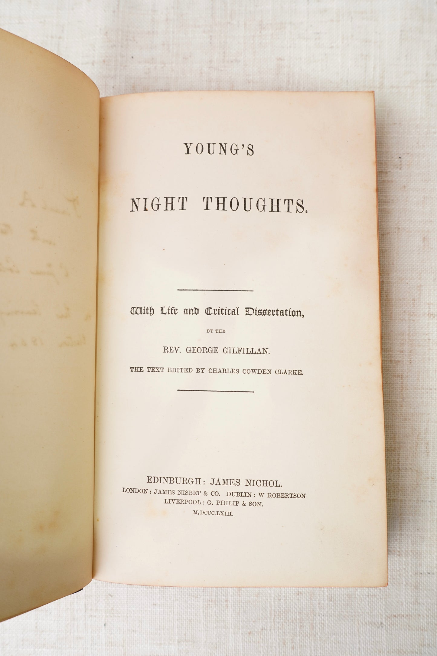Antique Young's Night Thoughts Full Leather Eton Gift 1863