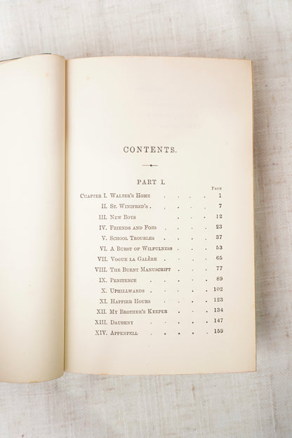 Antique St. Winifred's Blue Calf Bound Victorian School Novel, 1879