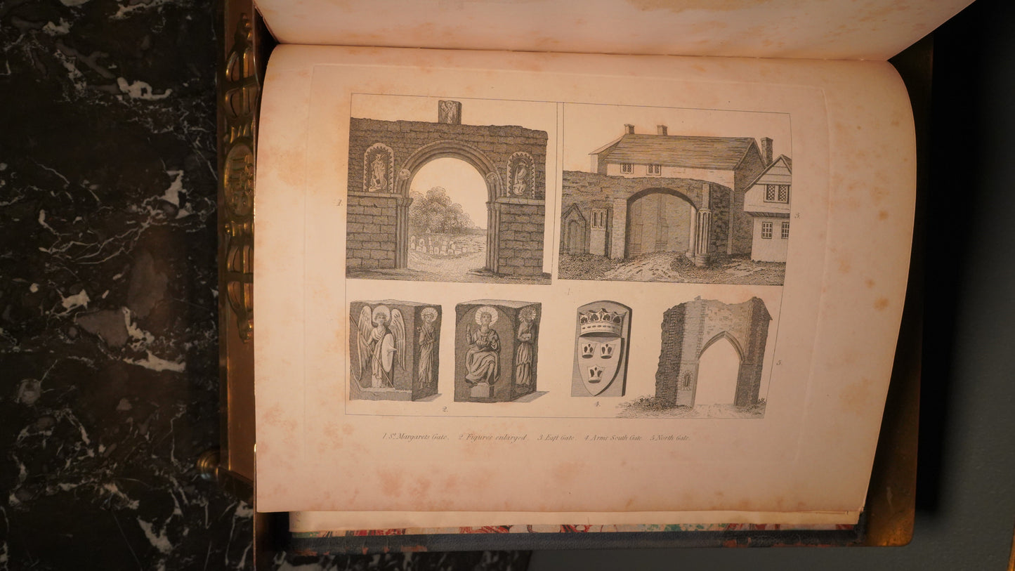 1805 "The History and Antiquities of the Abbey of St. Edmund’s Bury" Half Blue Leather Book