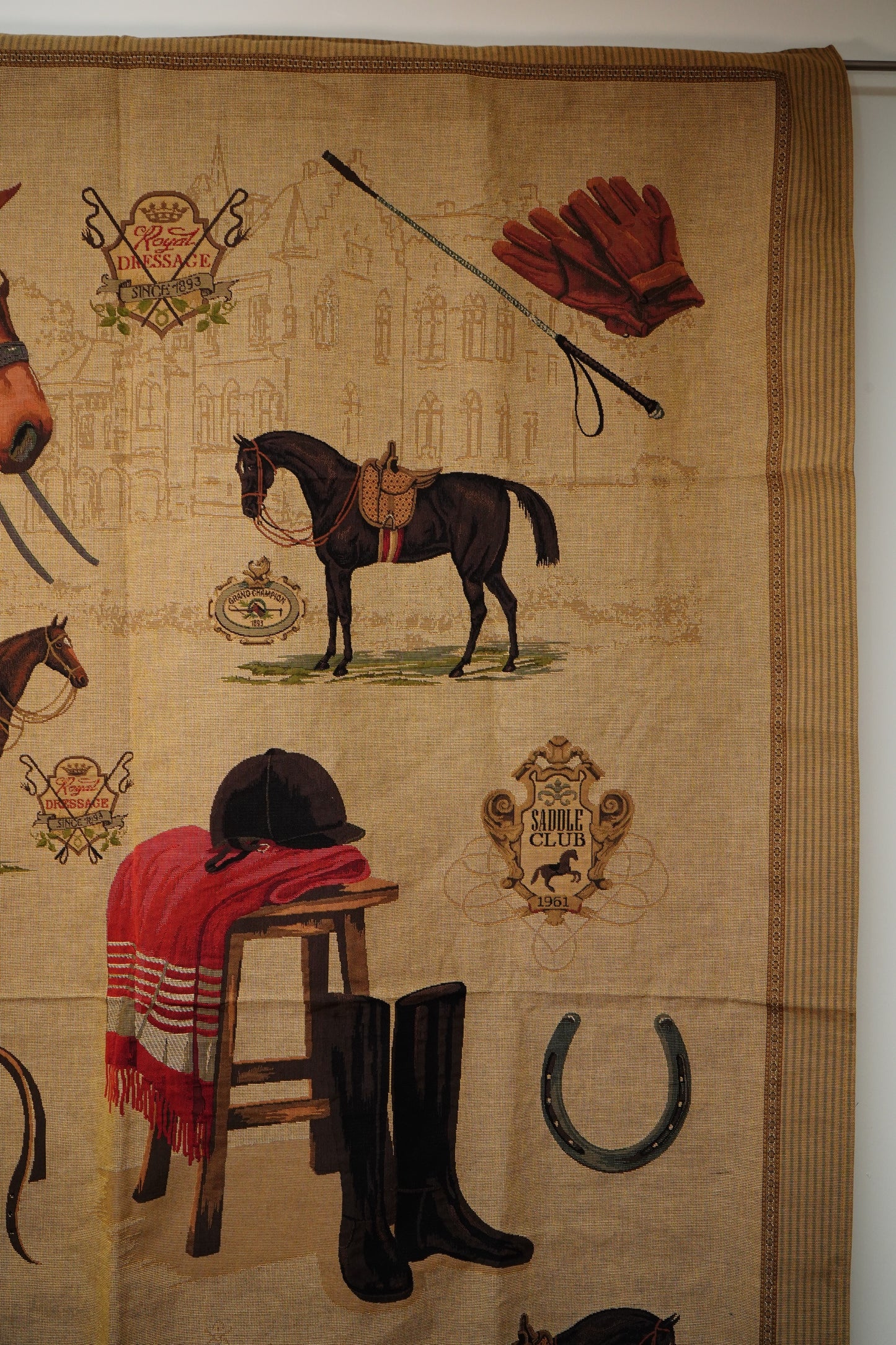 Large Equestrian Wall Tapestry – Dressage Horse Jacquard, European Made NEW