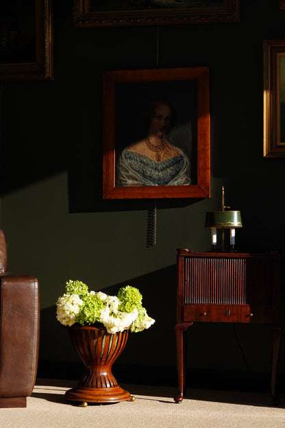 Antique Edwardian Mahogany Tray-Top Tambour Bedside Cabinet