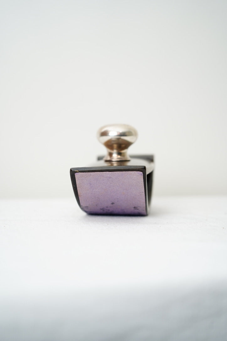 Antique Rocking Desk Ink Blotter, Horn and Hallmarked Silver Knop, English c. 1900