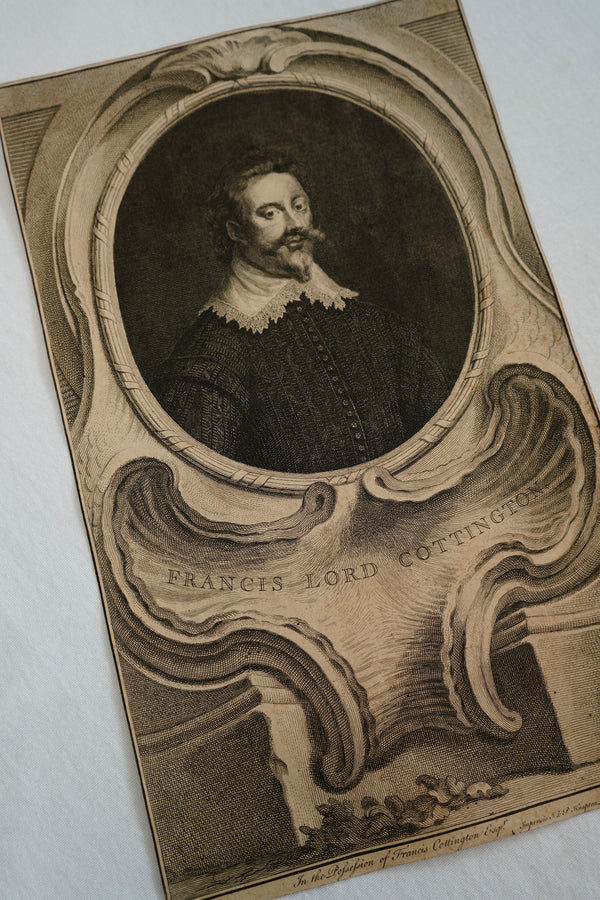 Antique Houbraken Engraving Portrait “Francis, Lord Cottington” Published 1744 | 9 x 14.75 secondary view