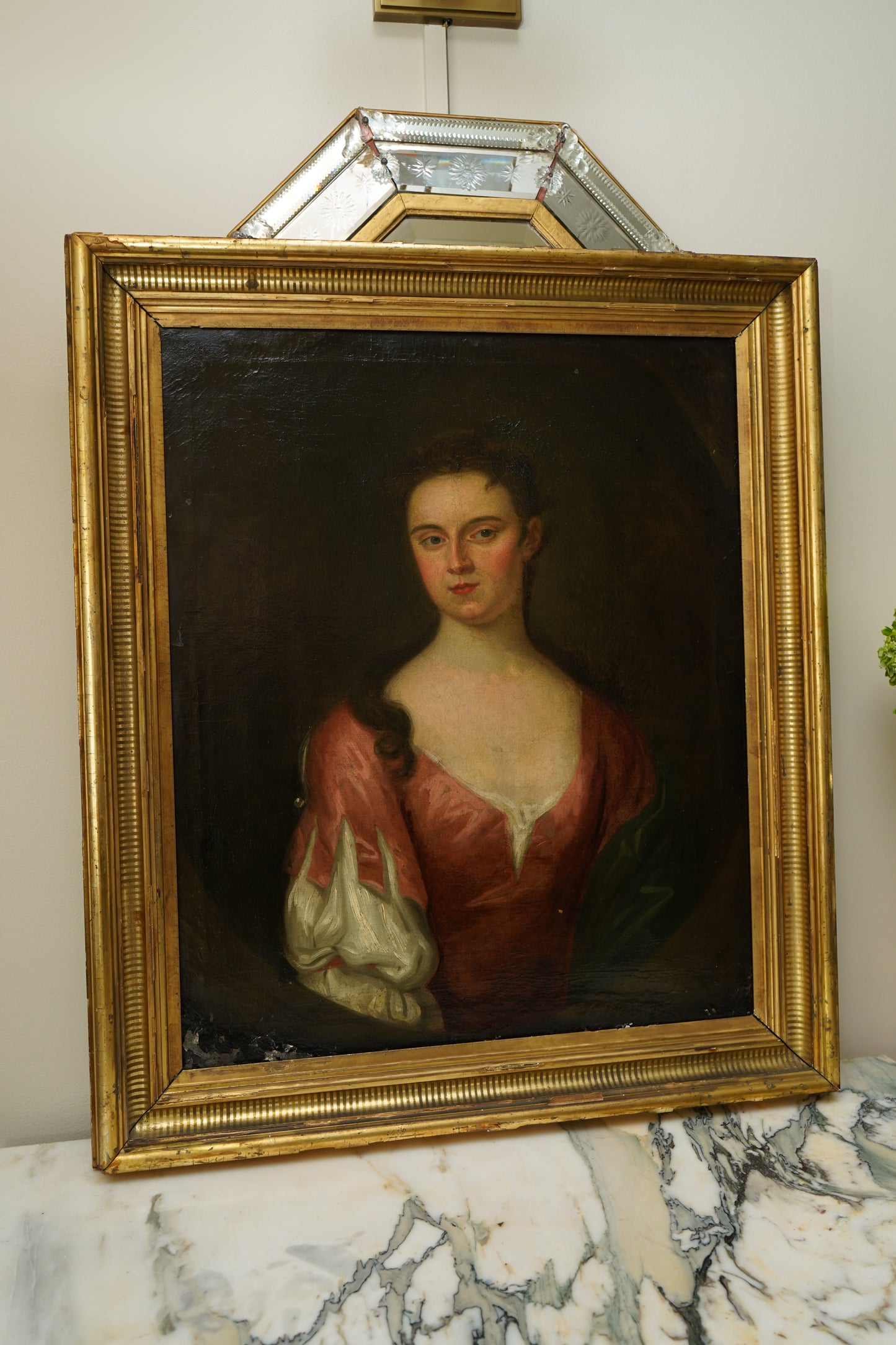 18th Century Georgian Portrait Oil on Canvas Painting, c. 1720–1740