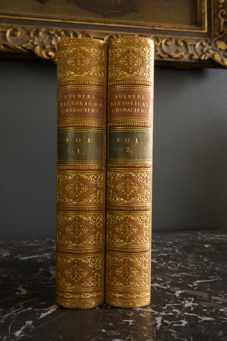 1868 " Historical Characters " Brown Half Leather Book