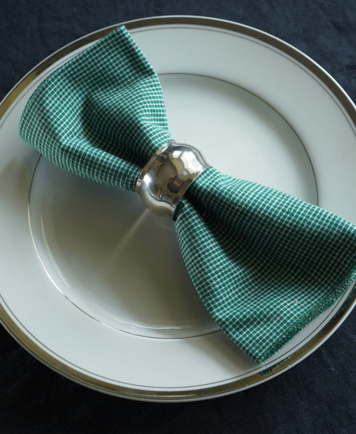 Vintage Green Gingham Cloth Napkins – Set of 4 Handmade Country Cottage Napkins