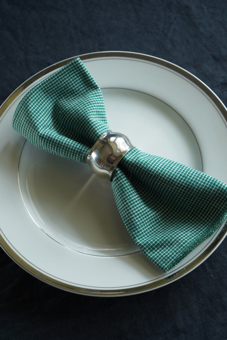 Vintage Green Gingham Cloth Napkins – Set of 4 Handmade Country Cottage Napkins