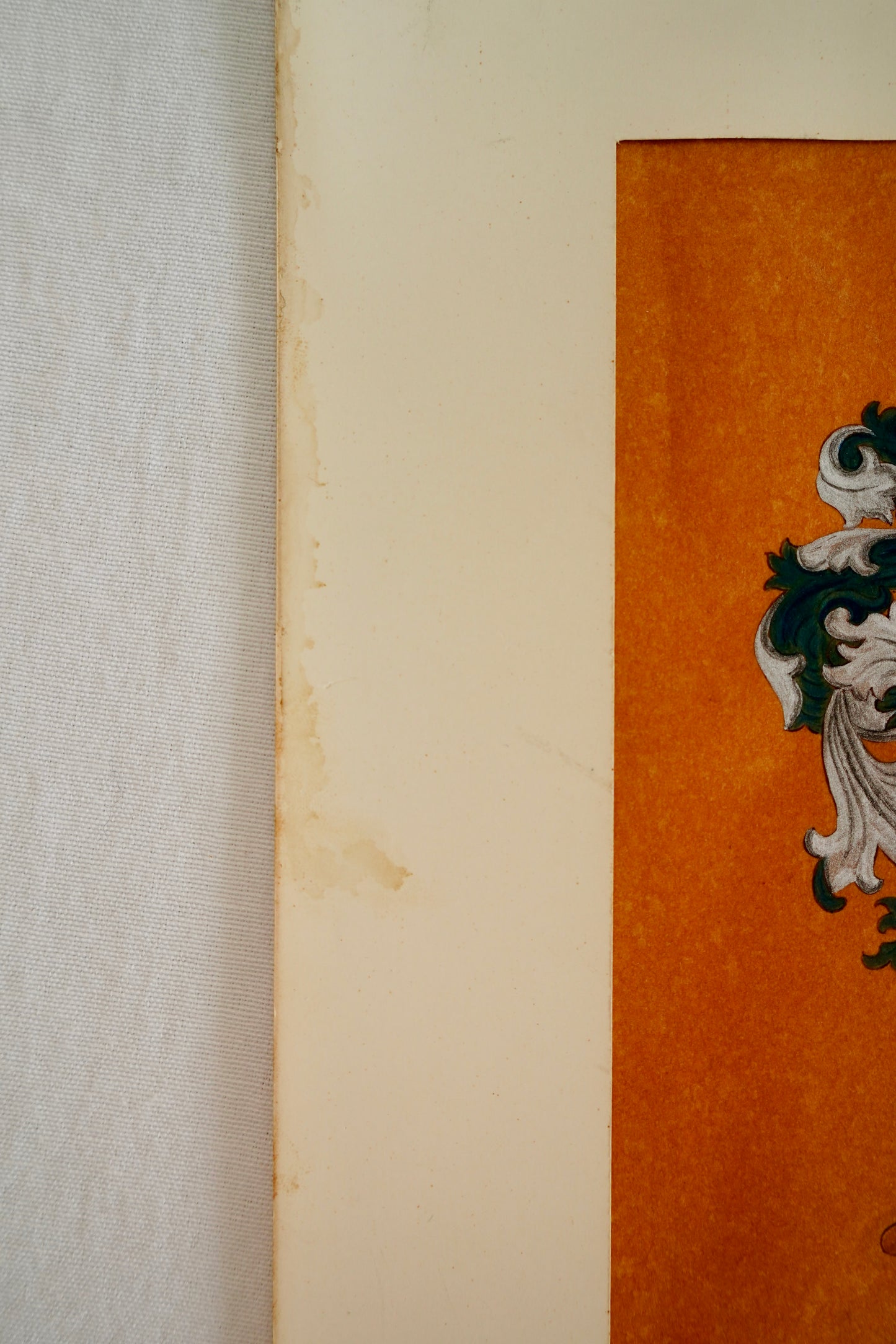 Antique Continental Heraldic Coat of Arms on Paper with Metallic Detailing