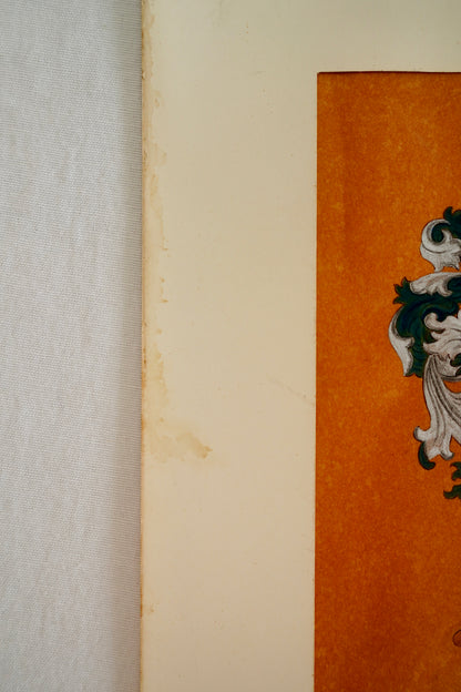 *Reserved for Wendy* Antique Continental Heraldic Coat of Arms on Paper with Metallic Detailing