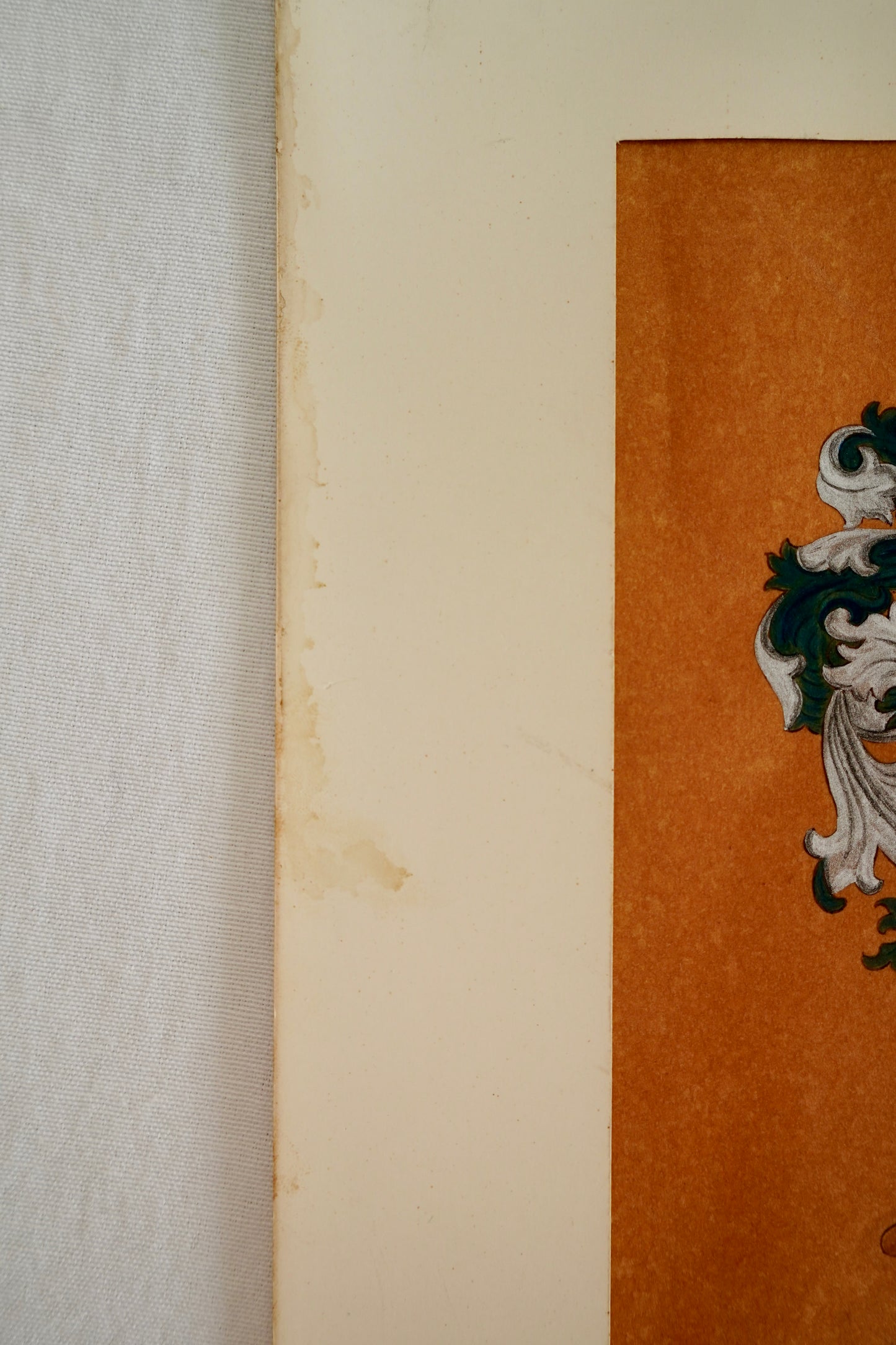 Antique Continental Heraldic Coat of Arms on Paper with Metallic Detailing