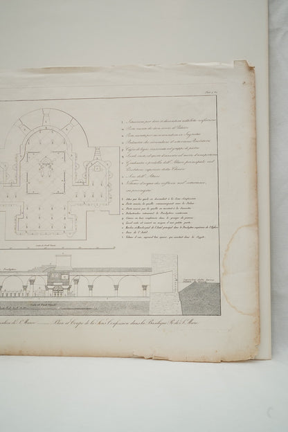 Antique Venetian Architectural Engraving of St Mark’s Basilica Crypt Plan