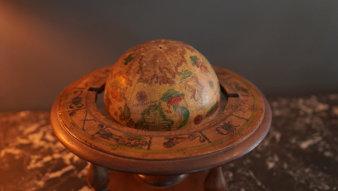 Small Vintage Italian Wooden Globe