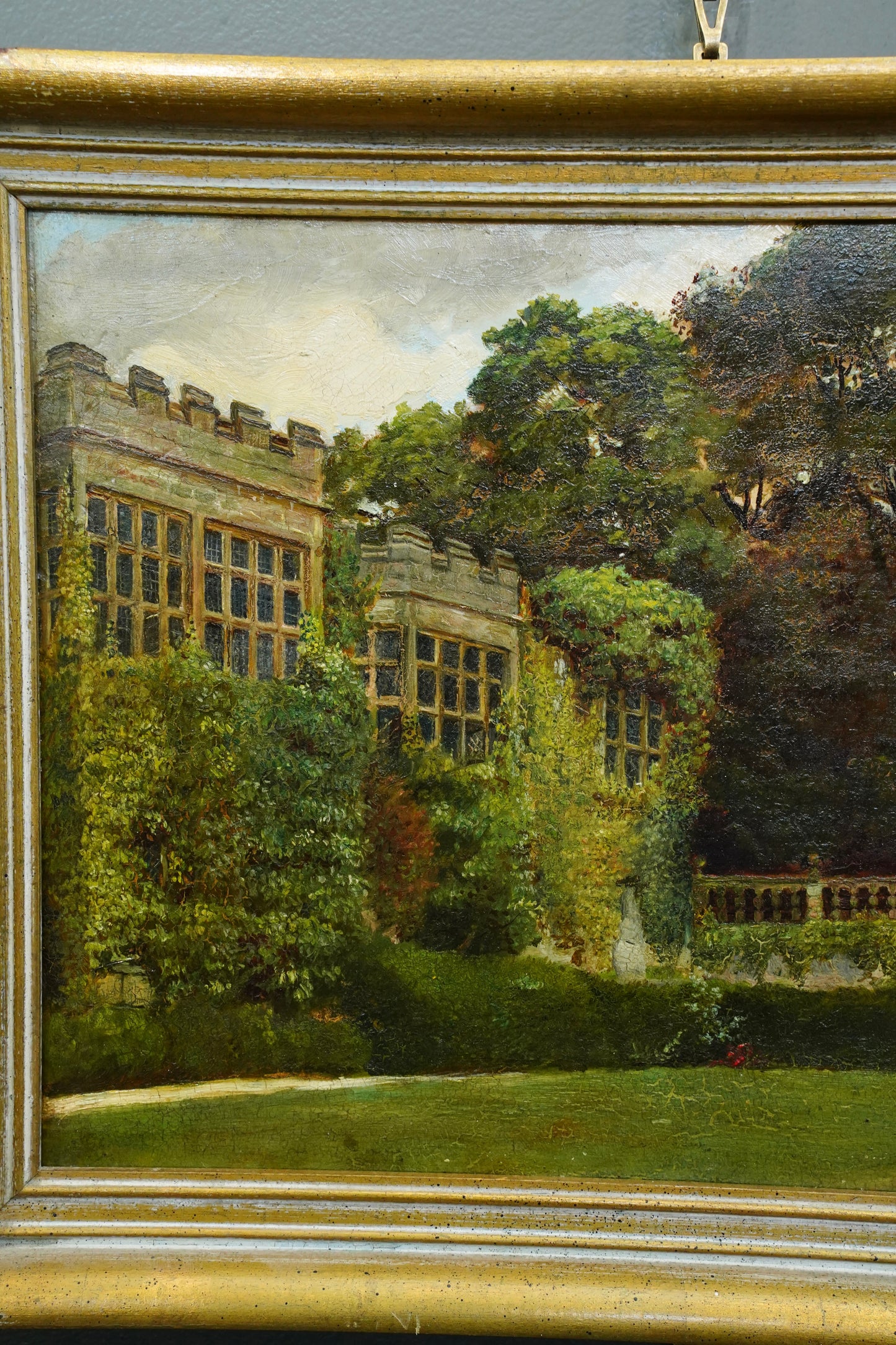 *RESERVED* Antique English Oil Painting of Haddon Hall, Derbyshire, Signed