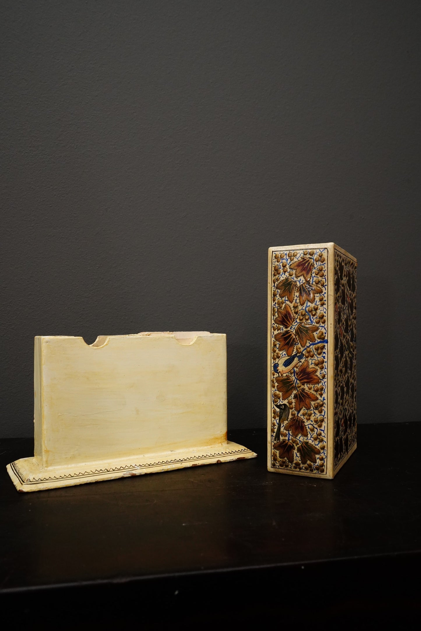 Antique Hand Painted Card Holder Box