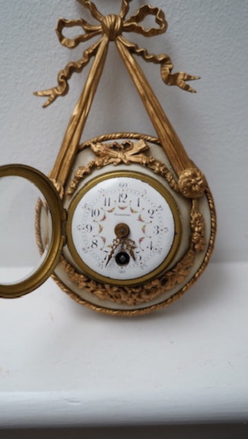 Antique French Louis XVI Style Ormolu and Alabaster Cartel Clock, c. 1880–1910