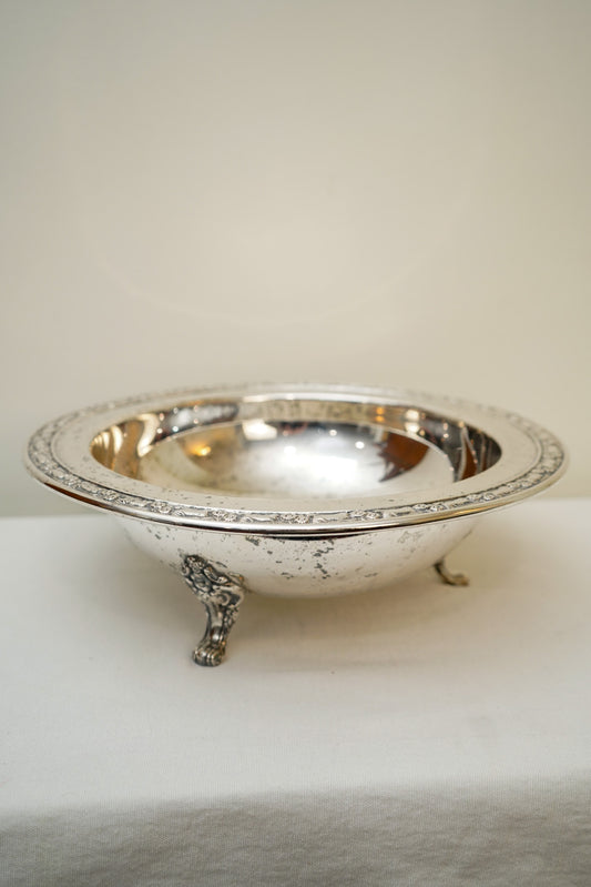 Antique Silver Plated Footed Serving Bowl