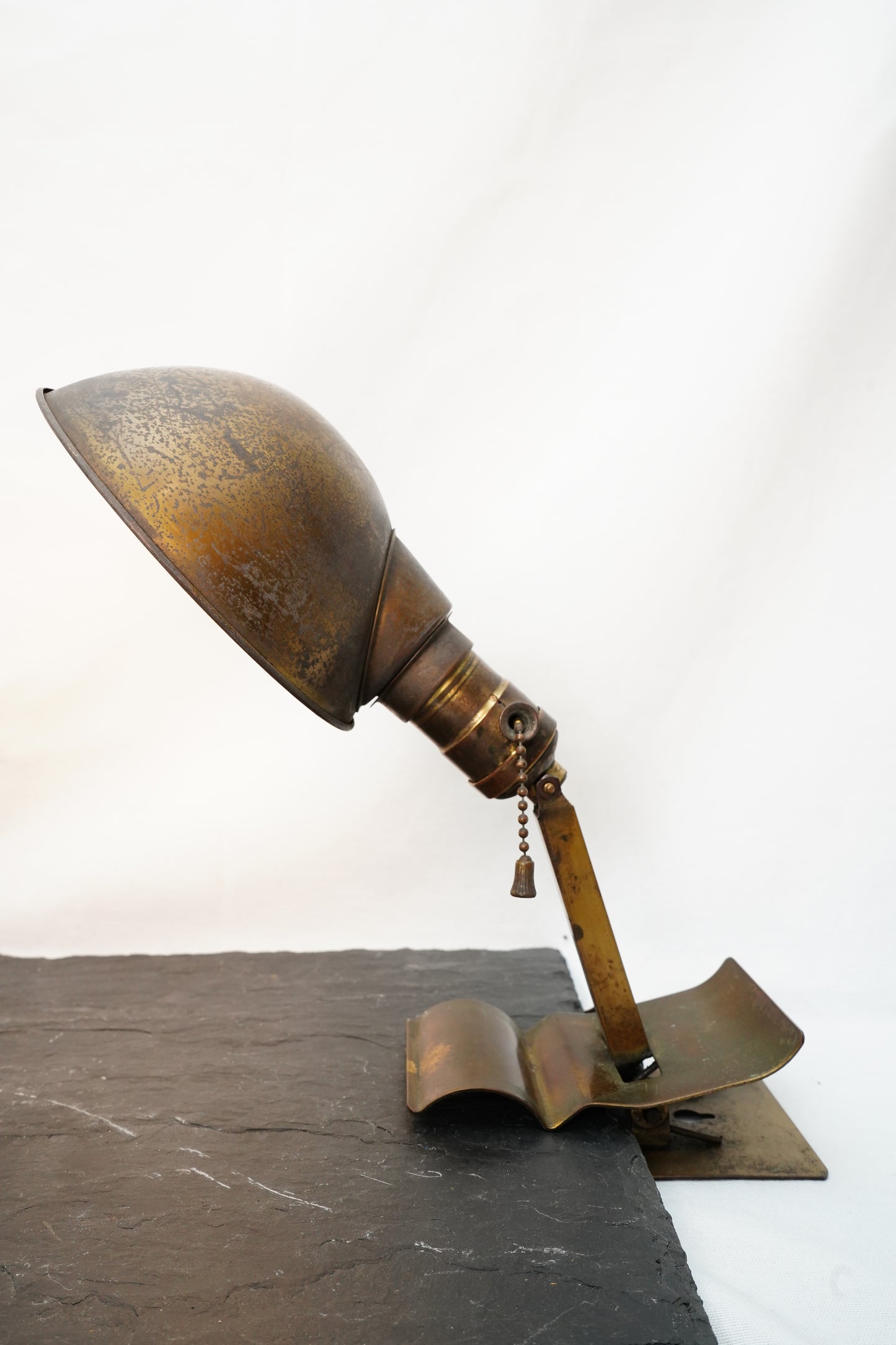 Vintage Brass Industrial Clamp Mount Lamp