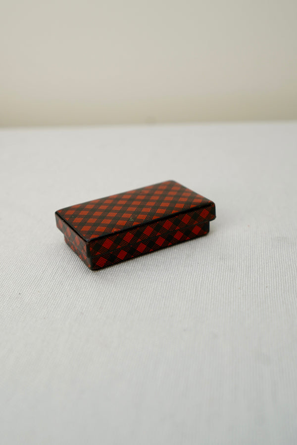 Antique Victorian Scottish Tartanware Box, Painted Red and Black Tartan, c. 1860–1890 secondary view