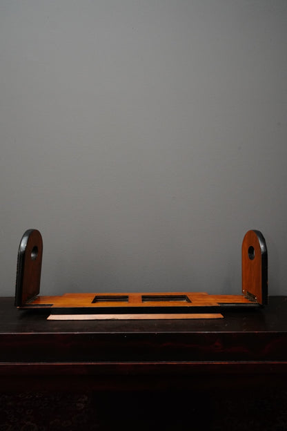 Antique Victorian Brass Mounted Collapsible Book Rack