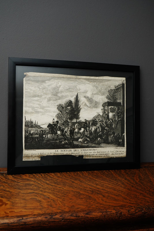 Antique French Engraving Le Bouton des Chasseurs
