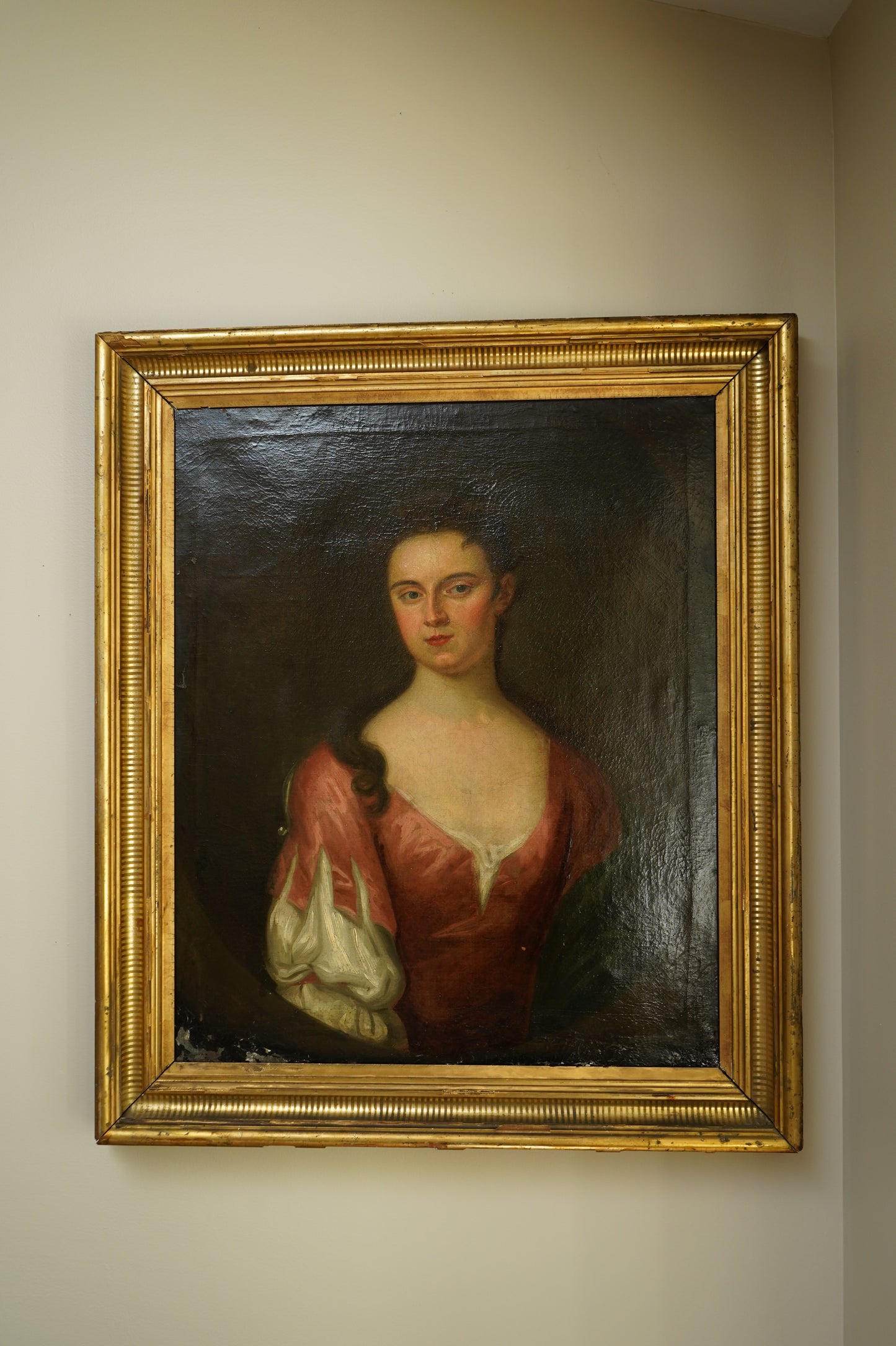 18th Century Georgian Portrait Oil on Canvas Painting, c. 1720–1740