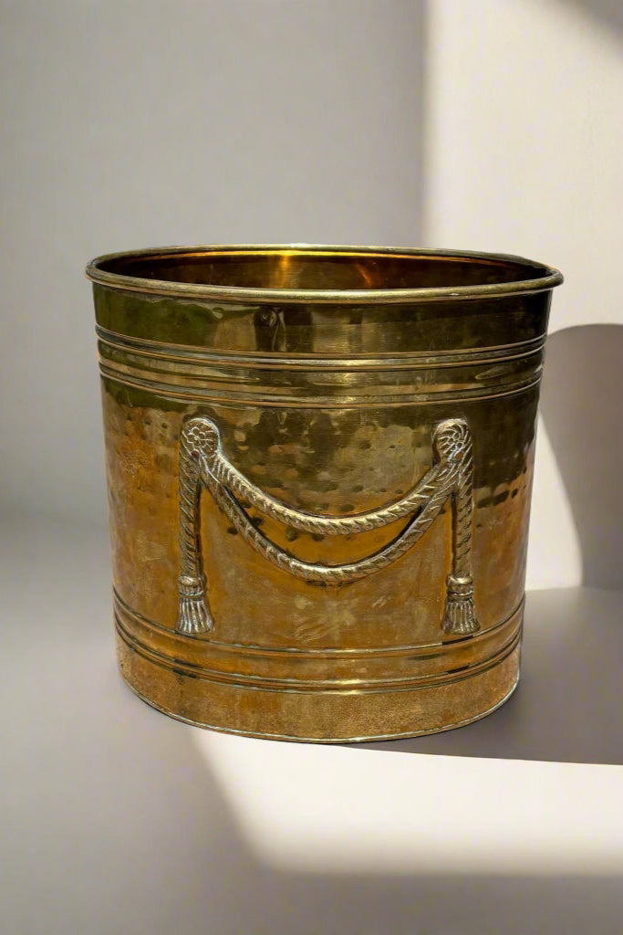 Vintage Brass Planter with Neoclassical Rope Design