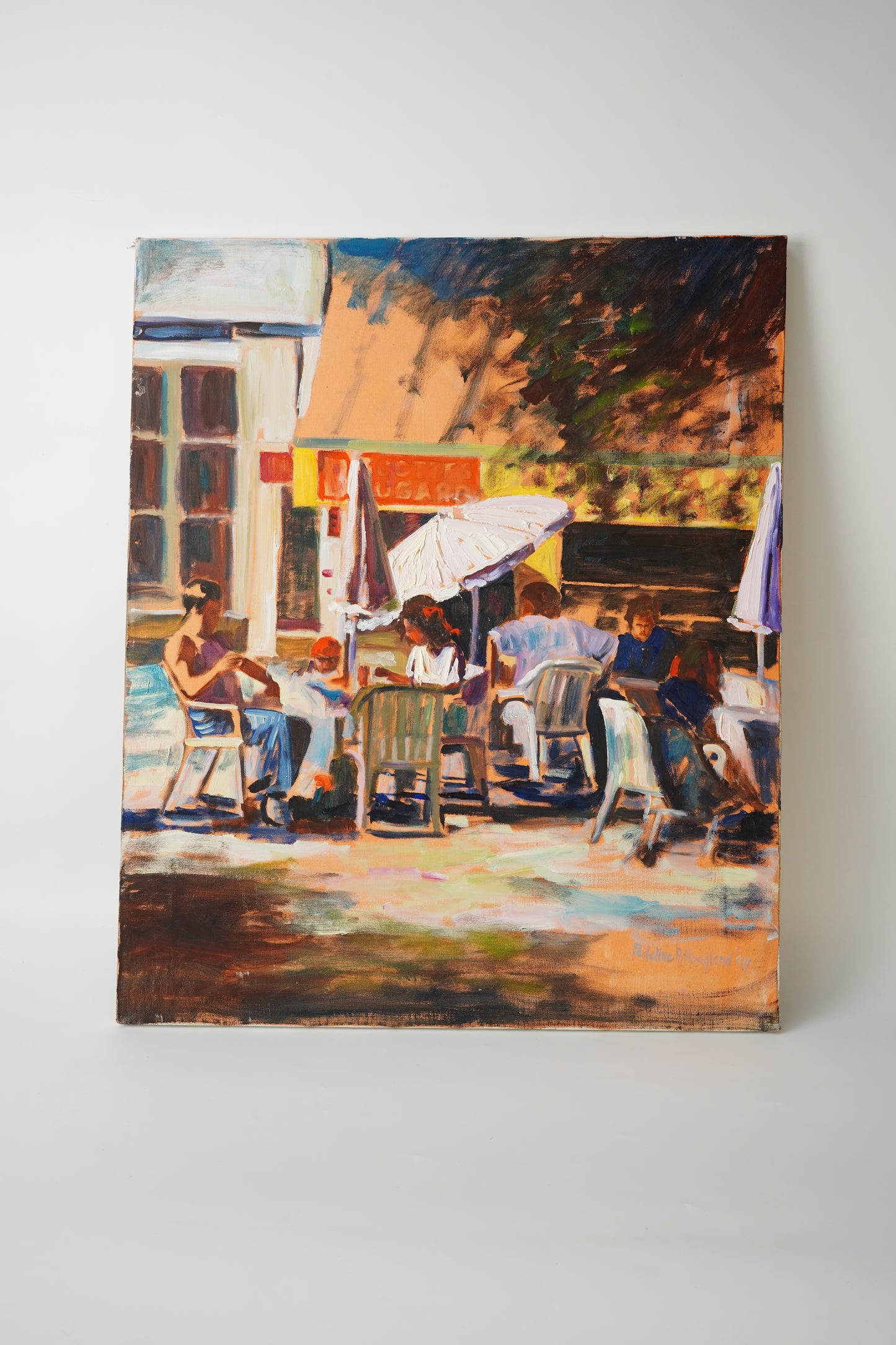 Sunny Street Dining Oil Painting by Adeline Hoagland