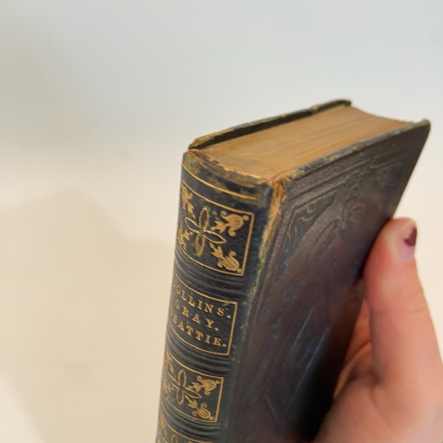 1839 "The Poetical Works of Collins, Gray" Small Full Black Leather Book