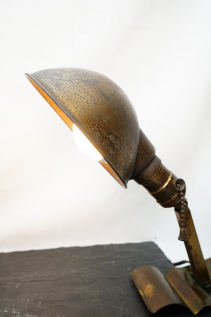 Vintage Brass Industrial Clamp Mount Lamp