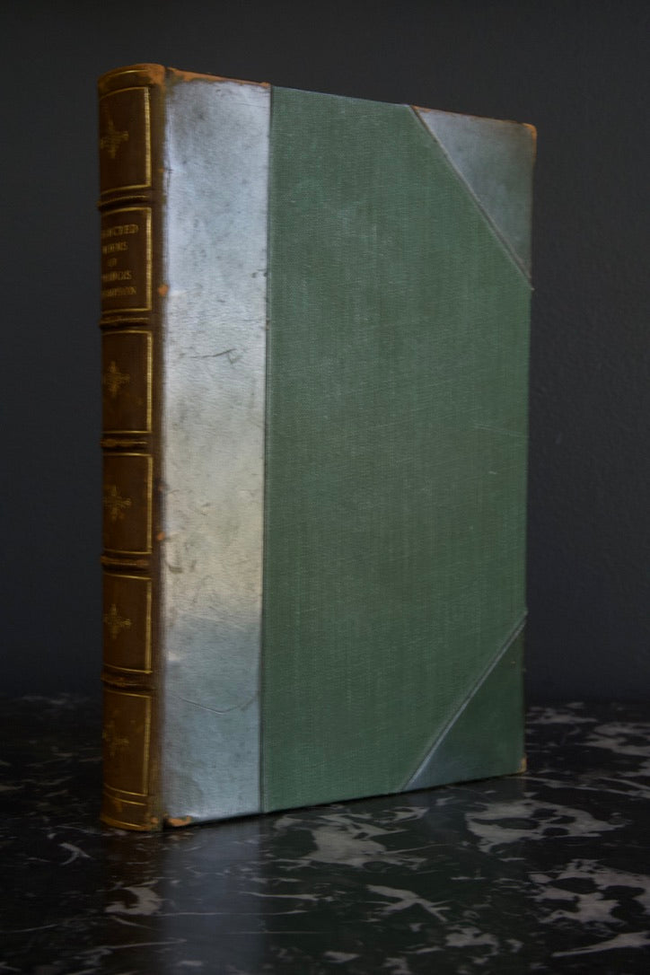 "Selected Poems of Francis Thompson" Faded Green / Brown Half Leather Book, Circa 1910-1925
