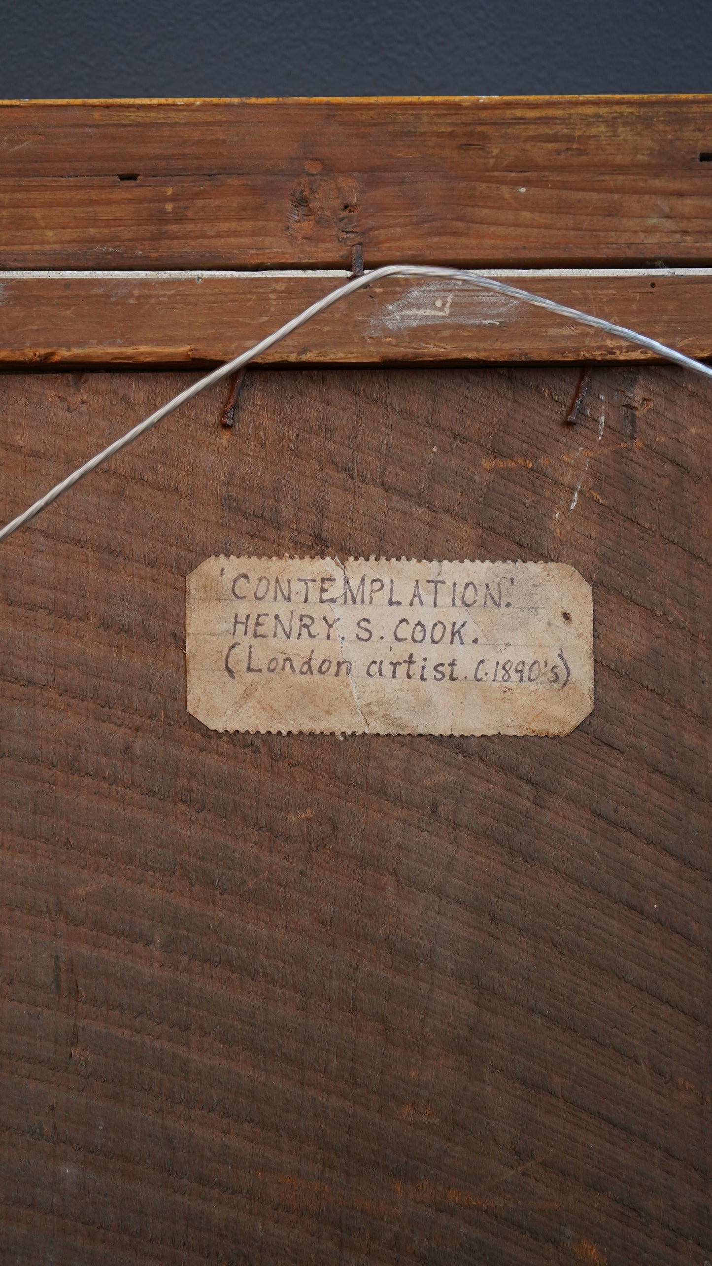 Contemplation by Henry S. Cook | Antique Victorian Oil on Board Painting | English Genre Revival Scene, c.1890s