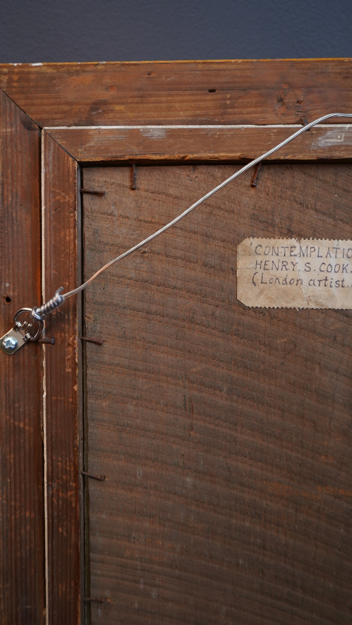 Contemplation by Henry S. Cook | Antique Victorian Oil on Board Painting | English Genre Revival Scene, c.1890s