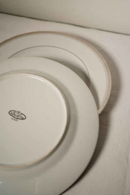 Lenox Wallace Heritage Newport White and Silver Dinner Plates Fine Porcelain 10.5 Inch Set